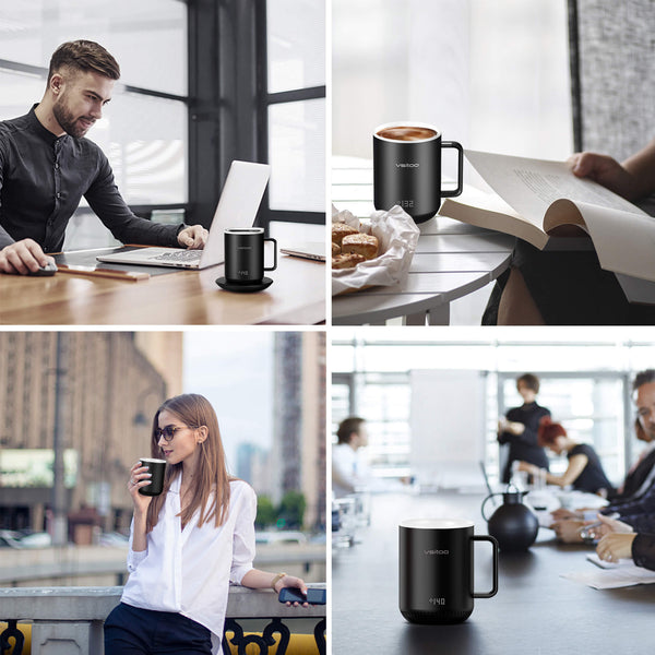 The white vsitoo S3 self heating coffee is suitable for use in the office, at leisure, or at home.