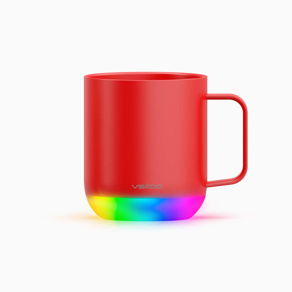 Vsitoo Red S6 Plus smart mug, self warming mug with 12oz of mug sizes, having self heating coffee function.