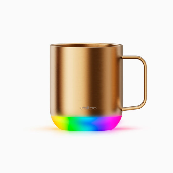 Vsitoo Gold S6 Plus smart mug, self warming mug with 12oz of mug sizes, having self heating coffee function.