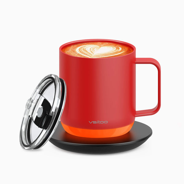 Vsitoo red S6 plus smart mug as a heated coffee mug, which can self heating coffee all day.