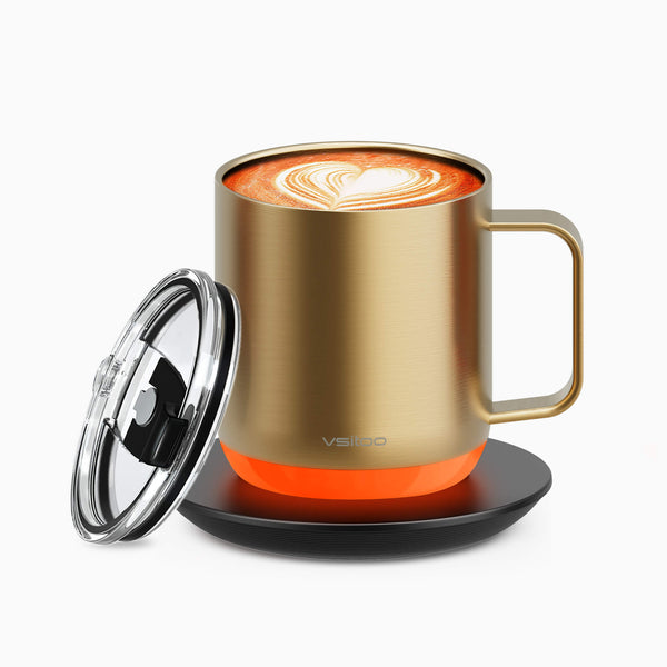 Vsitoo gold S6 plus smart mug as a heated coffee mug, which can self heating coffee all day.