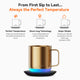 Vsitoo S6 Plus smart mug with gold color, coffee mug sizes are 12oz, self heating coffee from first sip to last.