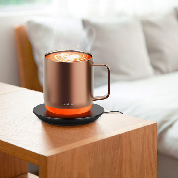 Vsitoo S6 plus smart mug, battery powered coffee mug for copper color, which is a good heating mug for coffee lovers.