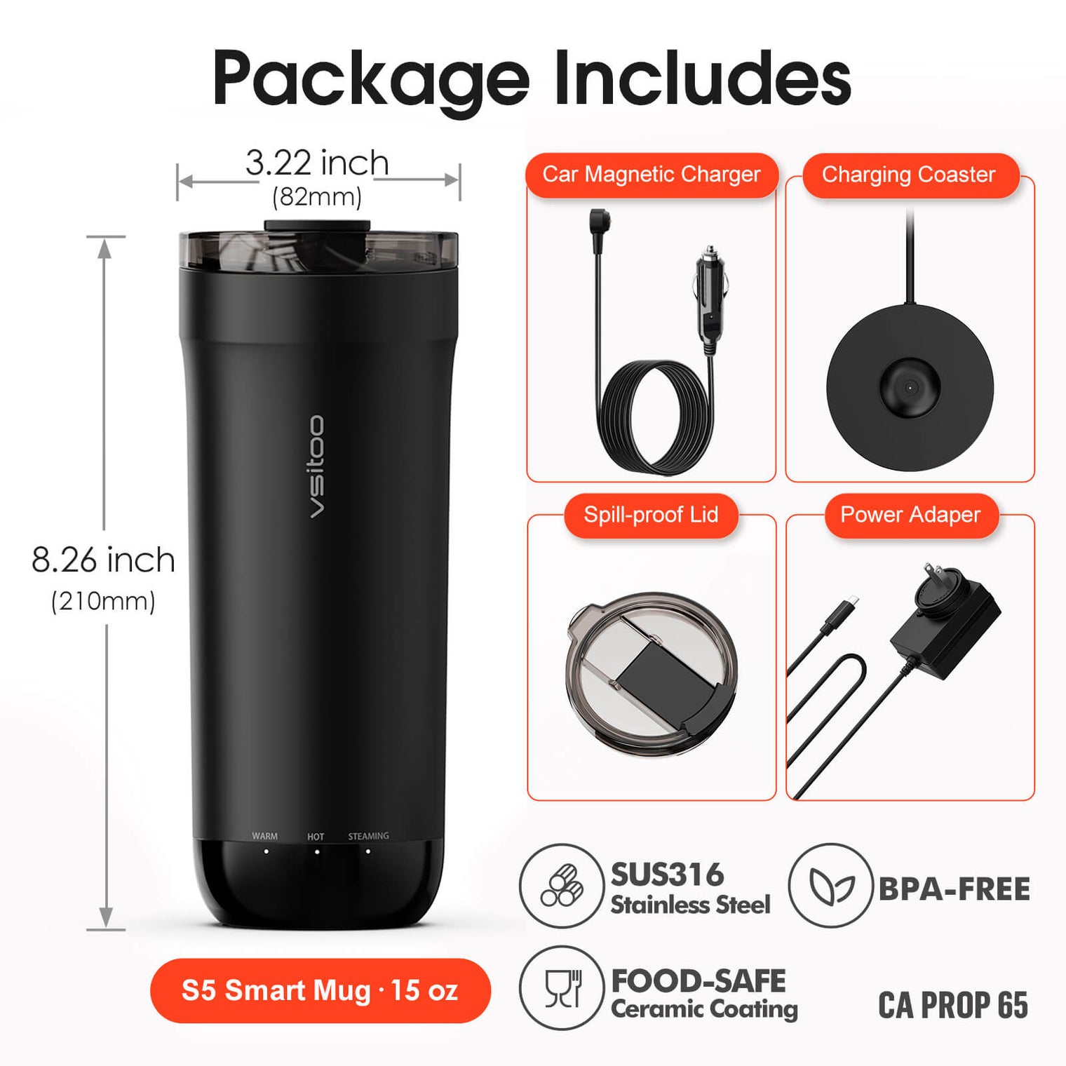 VSITOO AI Self-Heated Coffee Travel Mug-S5 VSITOO